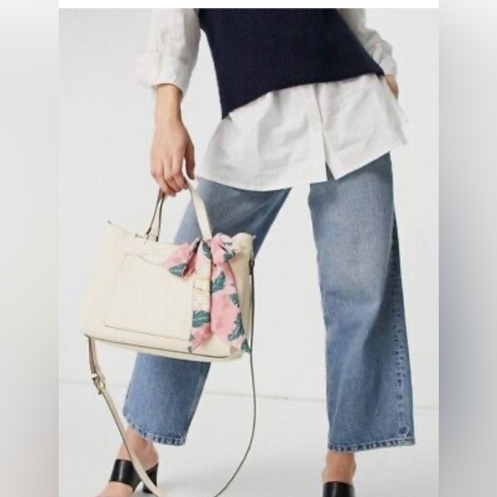 NWT Steve Madden B Parker Tote Bag in white with scarf twilly